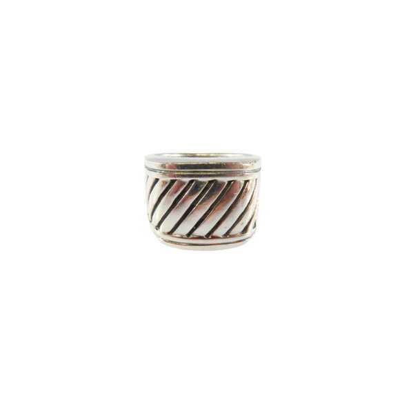 Vintage Sterling Cigar Cable Ring 14.5mm Tapered Cigar Band Ring Size 7 - Picture 1 of 7